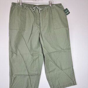 L.L. Bean Sunwashed Canvas Crop Pants Women’s 1X Regular Bay Leaf NWT